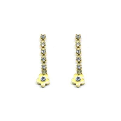 Brinco Delicadinho Dourado com Flor e Strass