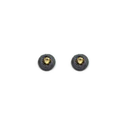 Brinco Delicado Rodium Negro com Zirconia Caramelo