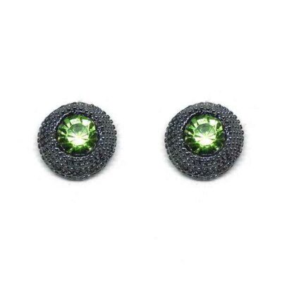 Brinco Delicado Rodium Negro com Zirconia Verde Claro