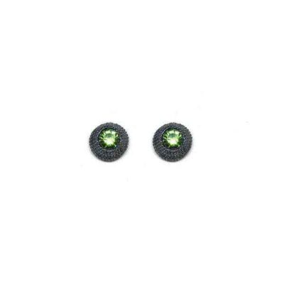 Brinco Delicado Rodium Negro com Zirconia Verde Claro