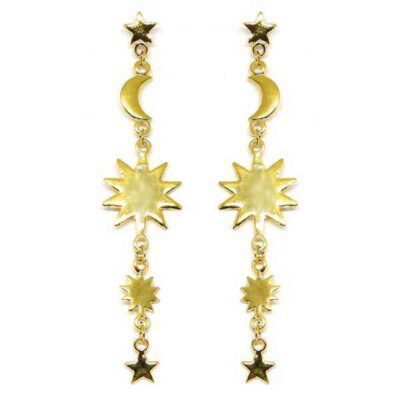 Brinco Dourado Estrelas e Lua
