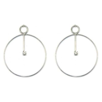 Brinco Rodium Branco Circular Com Strass