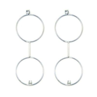 Brinco Rodium Branco Círculo com Strass