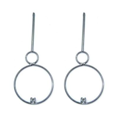 Brinco Rodium Negro Circular