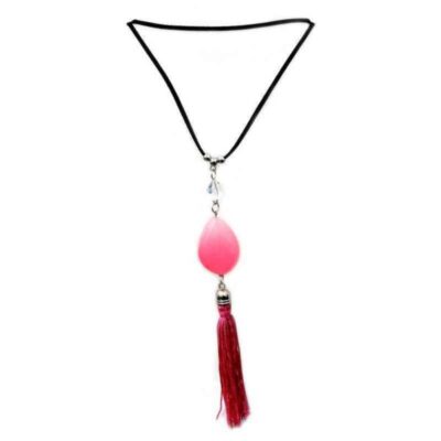 Choker Com Pedra Degradê Rosa e Tassel