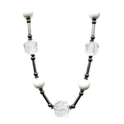 Colar Branco e Cristal
