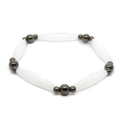 Pulseira Branco Mesclado e Grafite