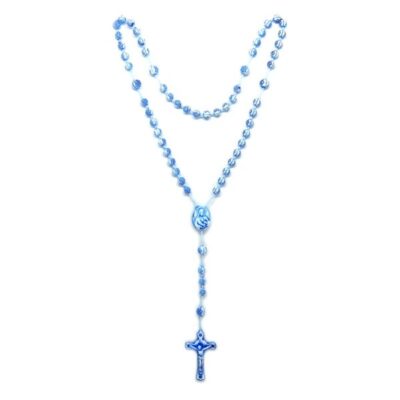 Terço Botão de Rosa Envelhecido Azul