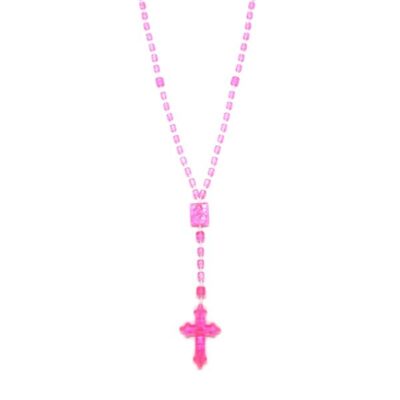 Terço de Plástico Cristalizado Rosa