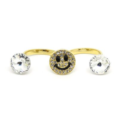 Anel Duplo Dourado Smile
