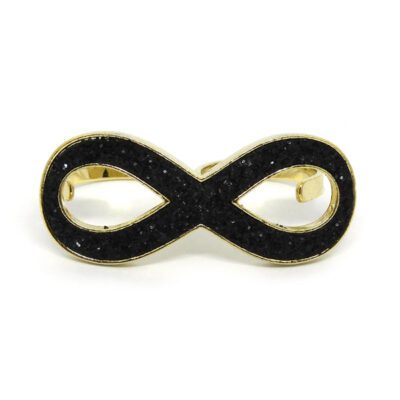 Anel Duplo Dourado com Preto Infinito