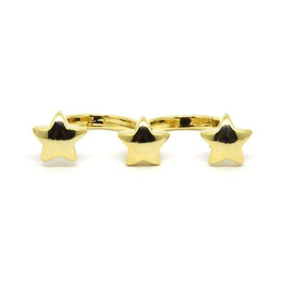 Anel Duplo Dourado com Estrelas