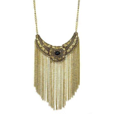 Maxi Colar Ouro Velho com Franjas