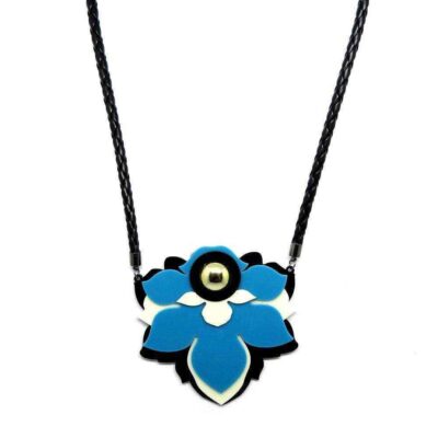 Maxi Colar Flor de Acrílico - Azul Claro