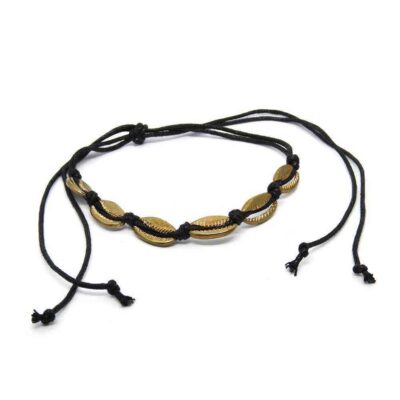 Choker preto com búzios cobre