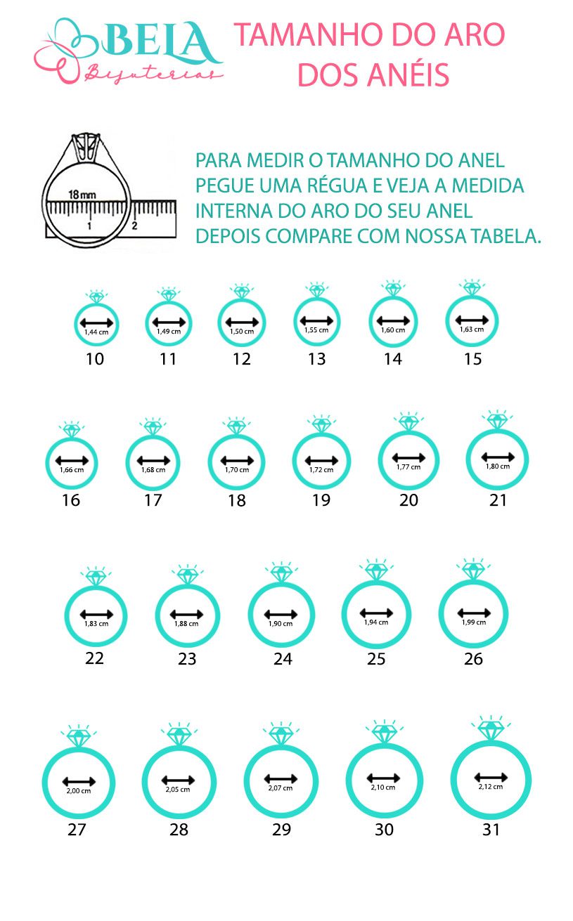Tamanho dos Anéis tamanho anel
