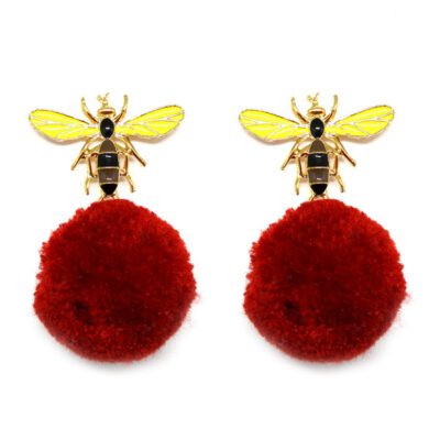Brinco Vespa com Pompom Vermelho