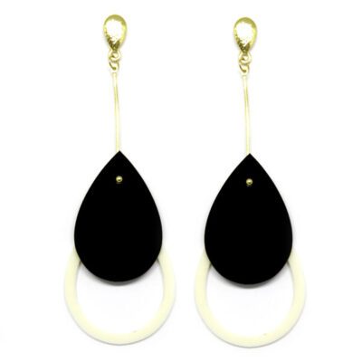 Brinco De Acrílico Gota - Preto e Branco