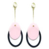 Brinco De Acrílico Oval - Rosa e Cinza