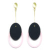 Brinco De Acrílico Oval - Cinza e Rosa