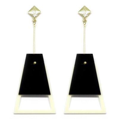 Brinco De Acrílico Pendulo - Preto e Branco