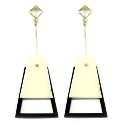 Brinco De Acrílico Pendulo - Branco e Preto