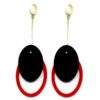 Brinco De Acrílico Oval - Preto e Vermelho