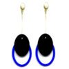 Brinco De Acrílico Oval - Preto e Azul