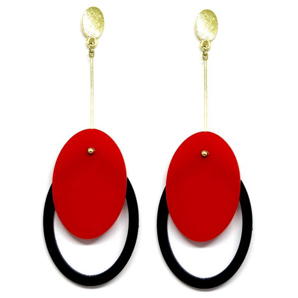 BBrinco De Acrílico Oval - Vermelho e Preto