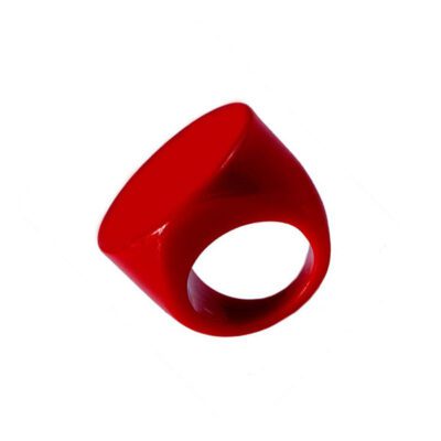 Anel Grande de Resina Redondo - Vermelho