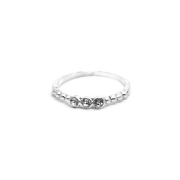 Anel de Prata Turca com Três Strass