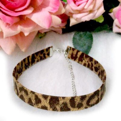 Choker Animal Print Onça Marrom