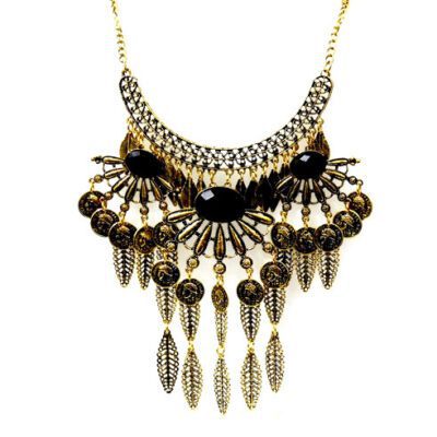 Maxi Colar Ouro Velho com Moedinhas e Folhas
