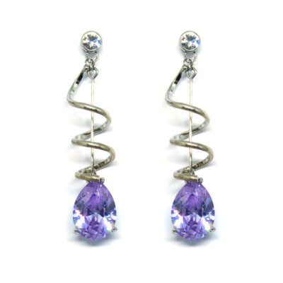 Brinco Festa Com Gota de Zirconia Lilás
