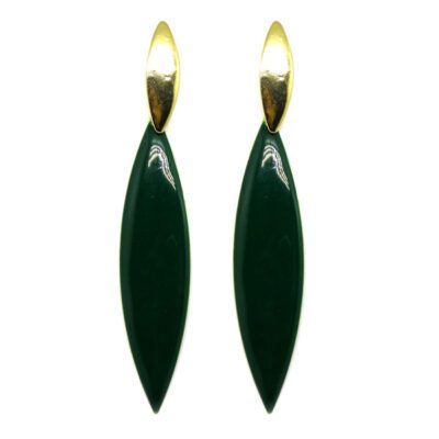 Brincos Esmaltado Verde Escuro