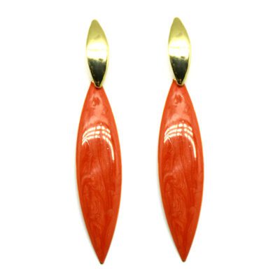 Brincos Esmaltados Vermelho Mesclado