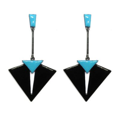 Brinco Esmaltado Preto e Azul
