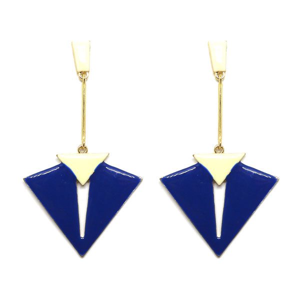 Brinco Esmaltado - Azul com Dourado