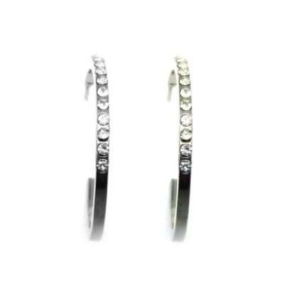 Brinco Argola Prata com Strass