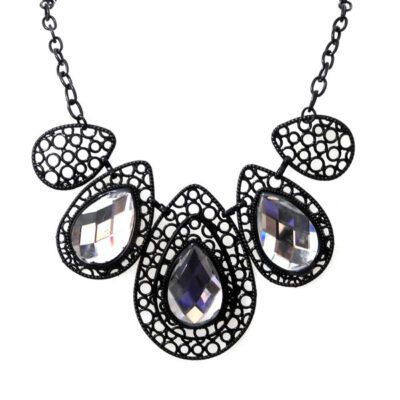 Maxi Colar Preto com Gotas Cristal