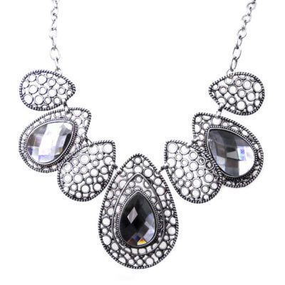 Maxi Colar Prata Velha com Gotas