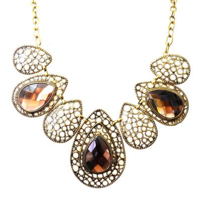 Maxi Colar Ouro Velho com Gotas Caramelo