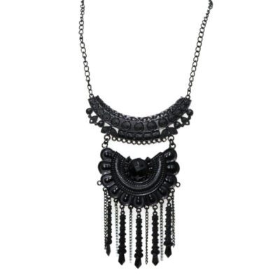 Maxi Colar Preto com Chaton Preto