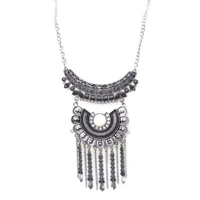 Maxi Colar Prata com Chaton Branco