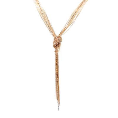 Colar Dourado com Franjas e Strass