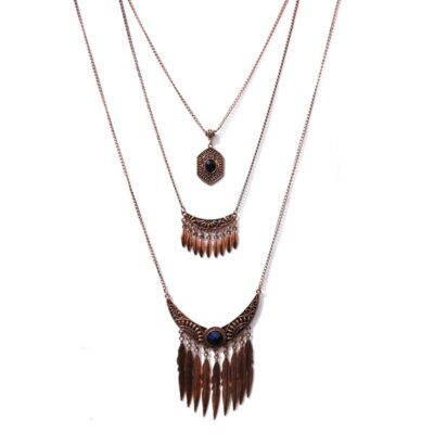 Colar Triplo Cobre com Chaton Royal