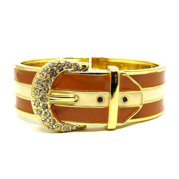 Bracelete Fivela Dourado e Marrom