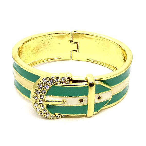 Bracelete Fivela Dourado e Verde