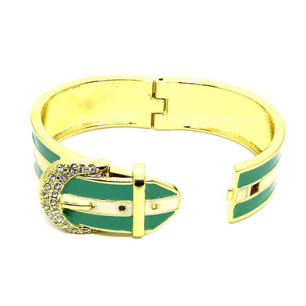 Bracelete Fivela Dourado e Verde