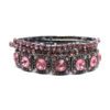 Kit com 3 Pulseiras Grafite com Strass Rosa